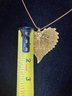 Gold Mesh Leaf Pendant With Chain