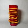 Hand Blown Glass, Red With Gold Twist Vase