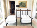 PAIR 2 Of 2 Dennis And Leen For Holly Hunt Plantation Chairs / Pair Two Of Two In Ebony & White
