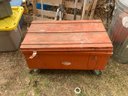 Heavy DutyOrange Metal Toolbox On Wheels With Mystery Contents