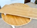 Round 2-Tone Farmhouse Style Planked Dining Table With One Leaf