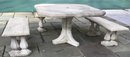 Vintage Concrete Table, & 3 Concrete Column Leg Benches