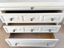 Pier 1 Cottage Style White Distressed Paint Decorated Three Drawer Chest With Pull Out Tray
