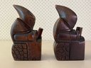 Pair Of Carved Wood Bookends