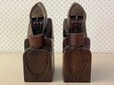 Pair Of Carved Wood Bookends