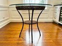 Woven Split Rattan And Iron Chairs & Glass Top Table