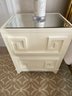 Contemporary Ivory Lattice Chest With Beveled Mirror Top