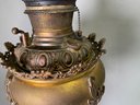Gorgeous Bradley & Hubbard Antique Fancy Victorian Kerosene Banquet Lamp, Original Acid Etched Globe