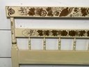 A King Size Vintage Hitchcock Stenciled Autumnal Design Headboard On Casters