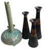 Lot Of 4 Decorative Pottery Pieces - Handmade & Botella