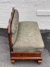 Antique American Empire Upholstered Open Arm Window Settee