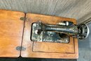 Very Old Vintage Sewing Machine With Table