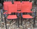 Hampton Bay 8 Orange & Black Stackable Sling Chairs.