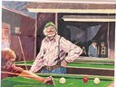Listed Artist Aldo Luongo (NY/Argentina 1941-) Serigraph 'Billiards At Cafe Palermo' 1984 40' X 34' (AC4)