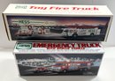 Hess Truck Lot 1: 1989 Toy Fire Truck & 2005 Emergency Truck With Rescue Vehicle - BRAND NEW, NEVER OPENED