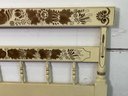 A King Size Vintage Hitchcock Stenciled Autumnal Design Headboard On Casters