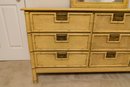 Vintage Stanley Style Campaign Faux Bamboo Nine Drawer Dresser