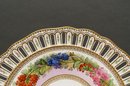 Pair Of Hand-Painted Flower Reticulated Plates