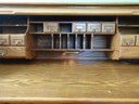 Solid Oak Vintage Mid Century Modern Roll Top Desk
