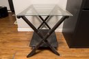 Fold Up Side Table With Glass Top