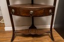 Antique Mahogany Corner Wash Stand With Ceramic Bowl And Pitcher