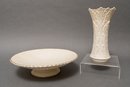 Lennox Porcelain Pedastal Server Platter And 'Woodland' Vase