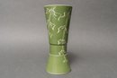 Contemporary Japanese Green Vase With Foliate Design