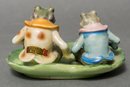 Occupied Japan Porcelain Frog Figurines Circa 1940s