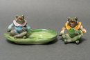 Occupied Japan Porcelain Frog Figurines Circa 1940s