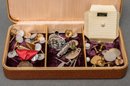 Collection Of Assorted Cuff Links With Three Section Jewelry Box