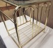 Brass Finish End Table/cart Lamp With Glass Top