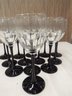 Thirteen Black Stem Wine Glasses