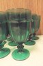 Nine Green Glass Goblets Possibly Libby