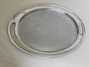 Art Deco Era Chromed Farber Bros. Signed Oval 18' Tray With 6 Chromed Cocktail Glasses