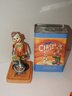Vintage NOS Fossil Circus Pocket Watch With Windup Tin Litho Clown Toy