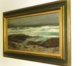 Seascape Oil Painting In Gold Gilded Green Frame