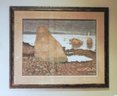Pastel, Still Life Of Rocks In Water Signed Alan Praino '04, Professionally Framed & Double Matted