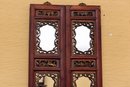 Pair Of Antique Chinese Mirrored Cunninghamia Wood Screen Panels