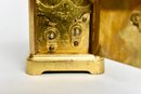 Antique Waterbury Clock Co. Jeweled Movement Brass Carriage Table Clock With Enamel Dial