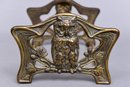 Art Nouveau Adjustable Width Cast Brass Owl Book Rack #9776