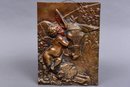 Copper Embossed Cherub Repousse Wall Plaque