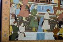 Fine Detail Antique Persian Watercolor On Silk Of Court King Scene