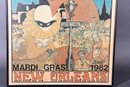 George Luttrell Mardi Gras 1982 New Orleans Framed Poster