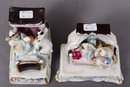 Pair Of German Figurines - A Cat A Cat And Twelve Months After Marriage