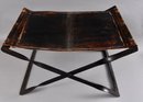 Iron And Leather Director's Folding Leather Stool