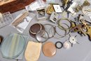 Collection Of Miscellaneous Clock And Pocket Watch Parts, VTF Pocket Watch Glass Crystals And More