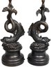 Pair Of Antique French Bronze Dolphin Serpent Motif Table Lamps