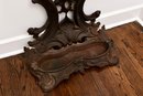 Victorian French Rococo Style Cast Iron Hall Tree With Umbrella Stand And Mirror