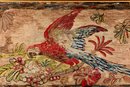 Antique C. 1830 American Framed 6 Ft. Long Hand Made Hooked Rug Of A Scarlet Macaw ( See Receipt, $9,072)