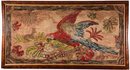 Antique C. 1830 American Framed 6 Ft. Long Hand Made Hooked Rug Of A Scarlet Macaw ( See Receipt, $9,072)